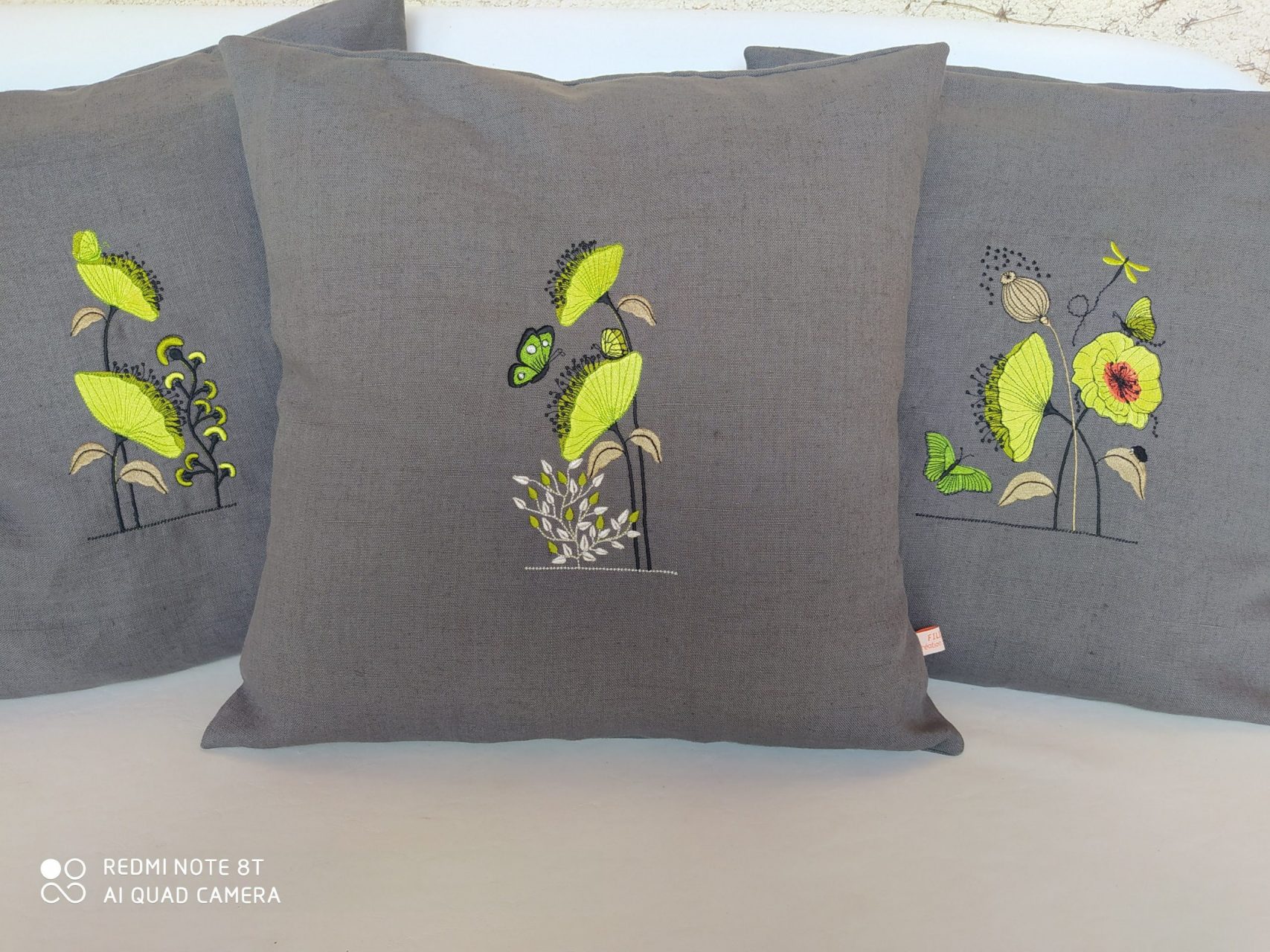 10 housses de coussin personnalisées en lin brodé