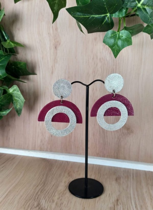 boucles d'oreilles en cuir bicolore style années 80