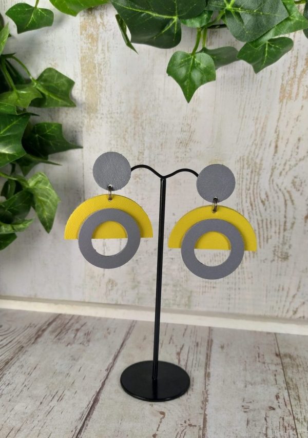 boucles d'oreilles en cuir bicolore style années 80