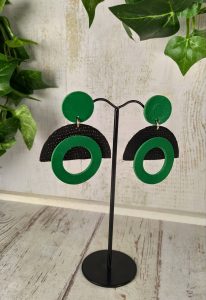 boucles d'oreilles en cuir bicolore style années 80