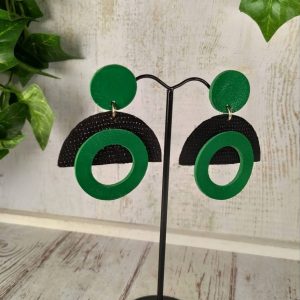 boucles d'oreilles en cuir bicolore style années 80