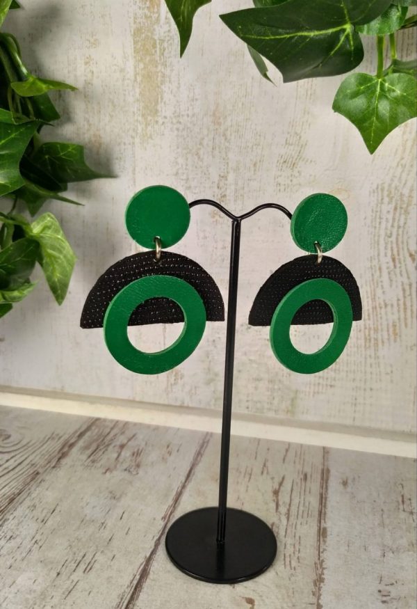 boucles d'oreilles en cuir bicolore style années 80