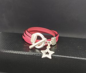 bracelet cuir double tour pampille étoile