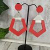 boucles d'oreilles en cuir bicolore rouge et doré