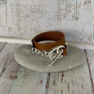 bracelet en cuir avec maille marine