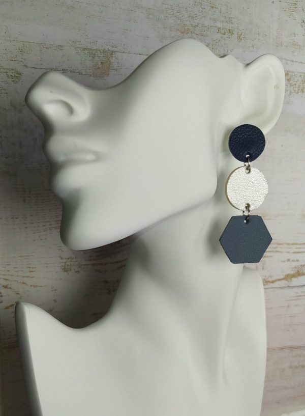 boucles d'oreilles en cuir aux formes géométriques