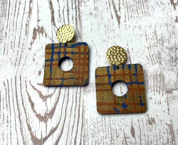 boucles clips cuir peint à la main