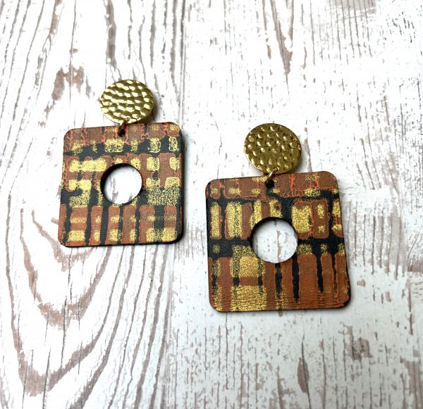 boucles clips cuir peint à la main