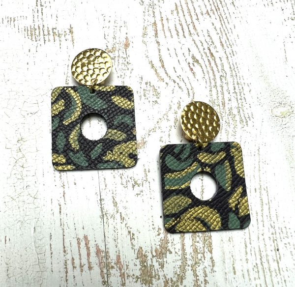 boucles clips cuir peint à la main